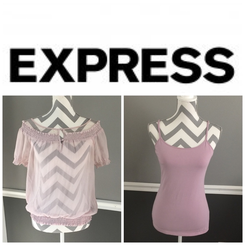 Sheer light purple blouse AND bra cami